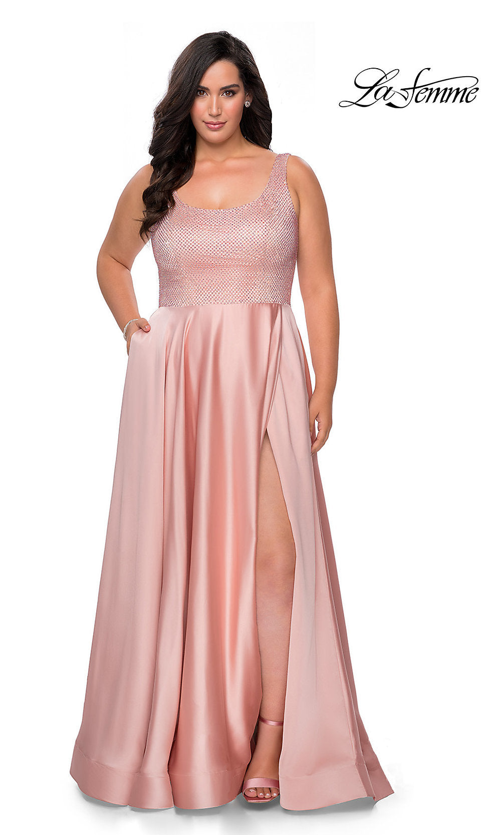 Plus-Sized Pink Dresses, Blush Pink Plus Evening Gowns
