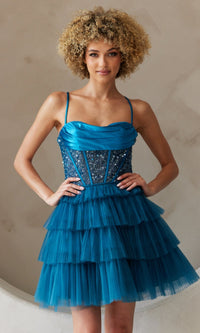 Teal Short Homecoming Dress BZ9023S by Amelia Couture