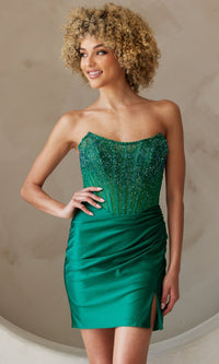 Emerald Green Short Homecoming Dress 3021S by Amelia Couture