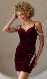 Wine Short Homecoming Dress 6200S by Amelia Couture