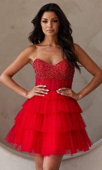 Red Short Homecoming Dress BZ9999S by Amelia Couture