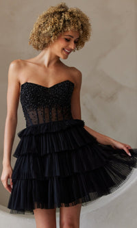 Black Short Homecoming Dress BZ9999S by Amelia Couture