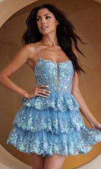 Vintage Blue Short Homecoming Dress BZ9031S by Amelia Couture