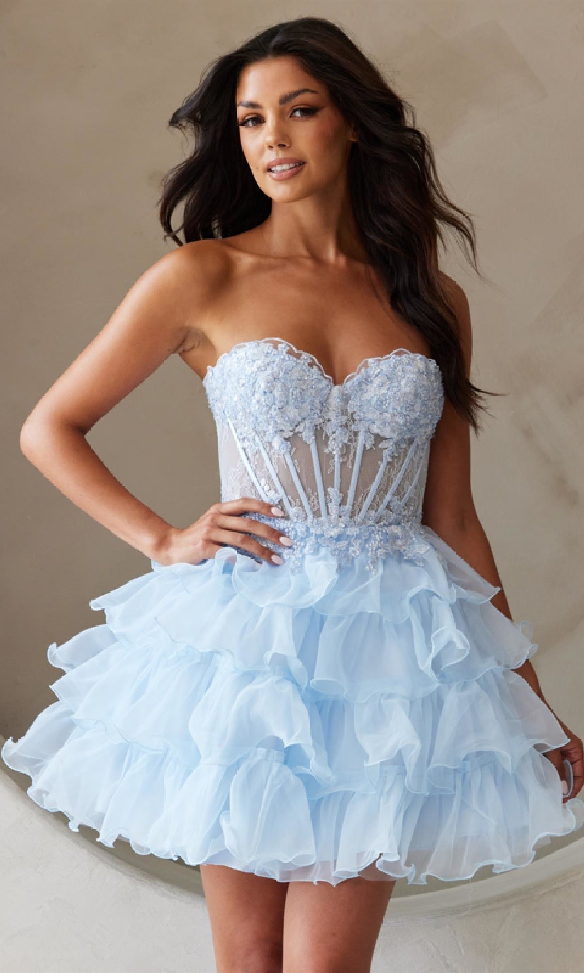 Baby Blue Short Homecoming Dress BZ9032S by Amelia Couture