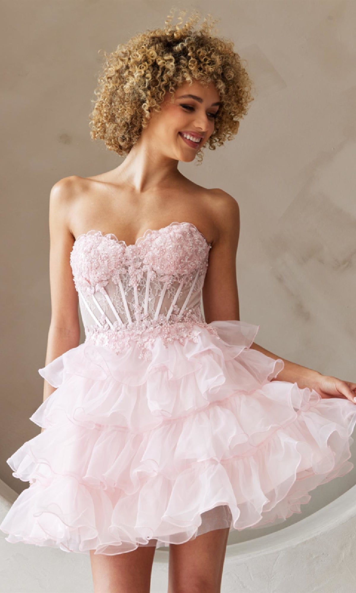 Pink Short Homecoming Dress BZ9032S by Amelia Couture