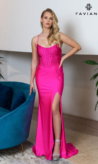 Hot Pink Long Formal Dress 11011 by Faviana