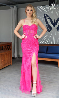 Hot Pink Long Formal Dress 11054 by Faviana