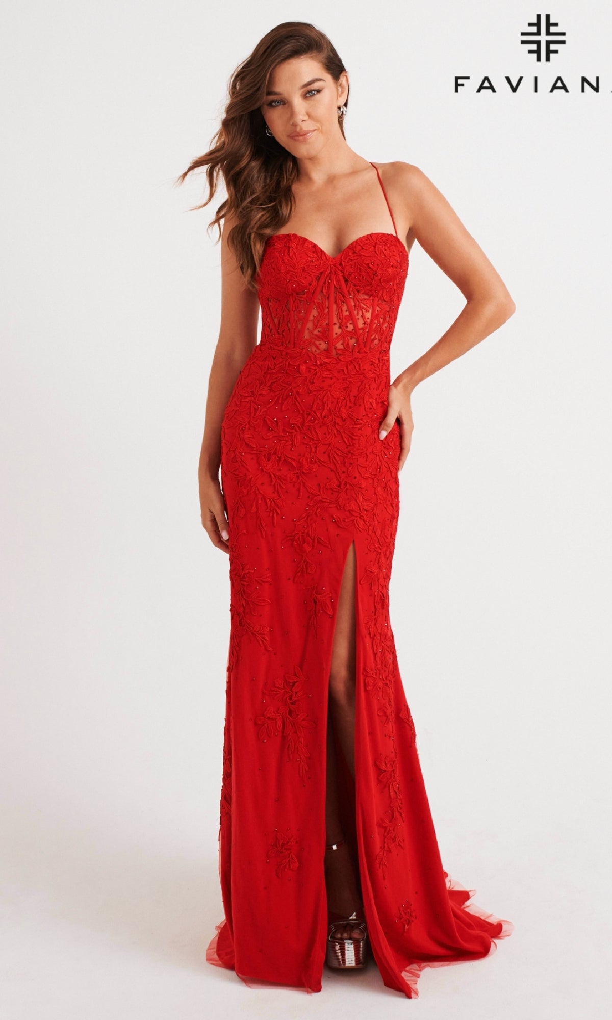 Red Long Formal Dress 11054 by Faviana