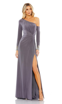 Charcoal Mac Duggal Long Formal Dress 12489