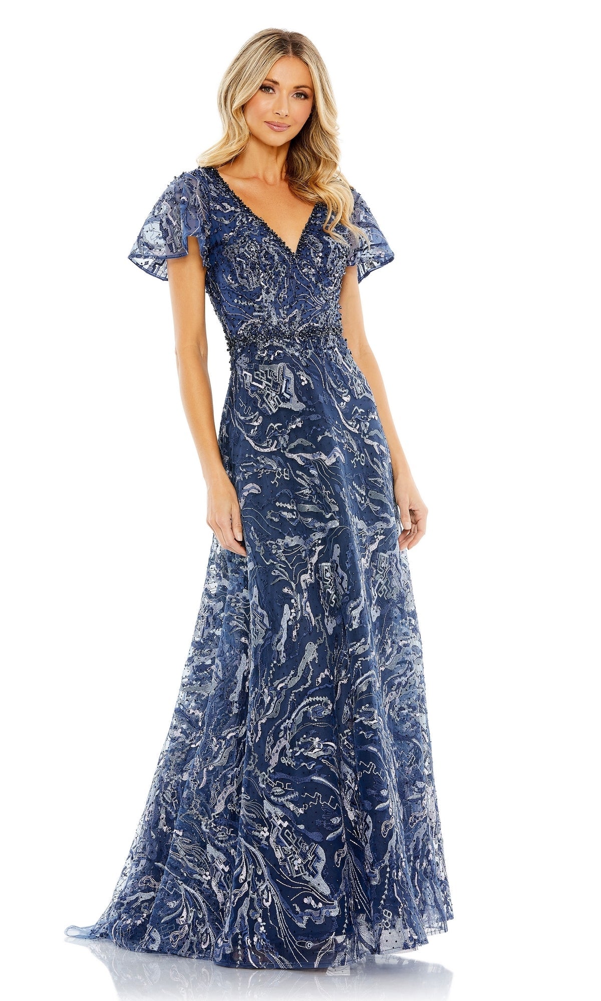 Navy Mac Duggal Long Formal Dress 20301