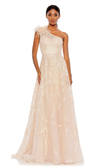 Peach Mac Duggal Long Formal Dress 20389