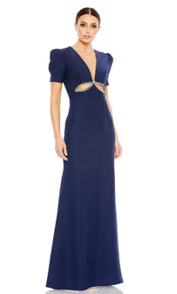 Navy Mac Duggal Long Formal Dress 2630