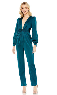 Deep Green Mac Duggal Long Formal Jumpsuit 2647