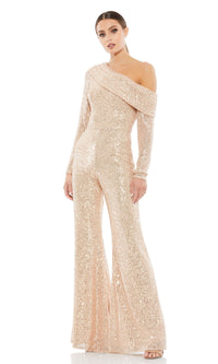 Rose Gold Mac Duggal Long Formal Jumpsuit 26596