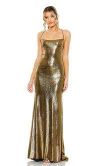 Antique Gold Mac Duggal Long Formal Dress 27061