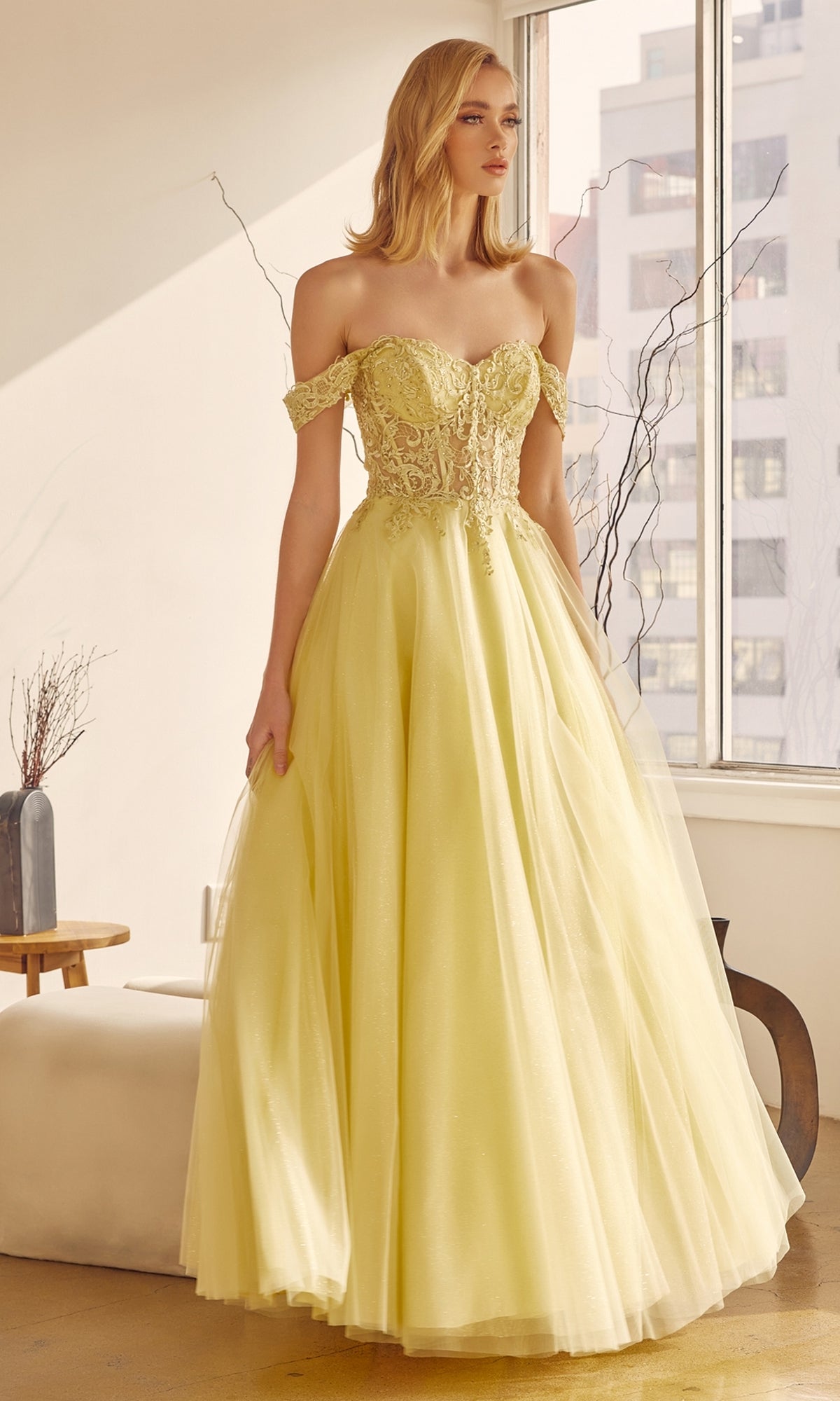 Yellow Juliet Long Formal Dress 280