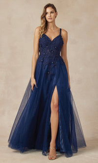 Navy Blue Juliet Long Formal Dress 283