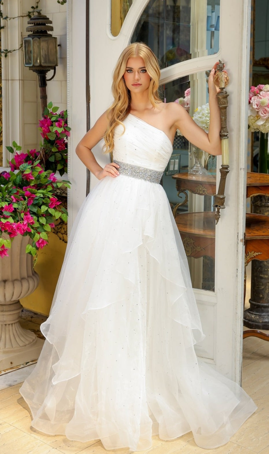 White Ava Presley Long Formal Dress 29534