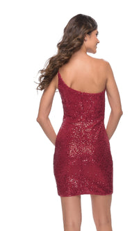  One-Shoulder La Femme Short Sequin Cocktail Dress