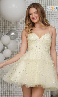 Light Yellow Colors Dress Short Party Dress 3367