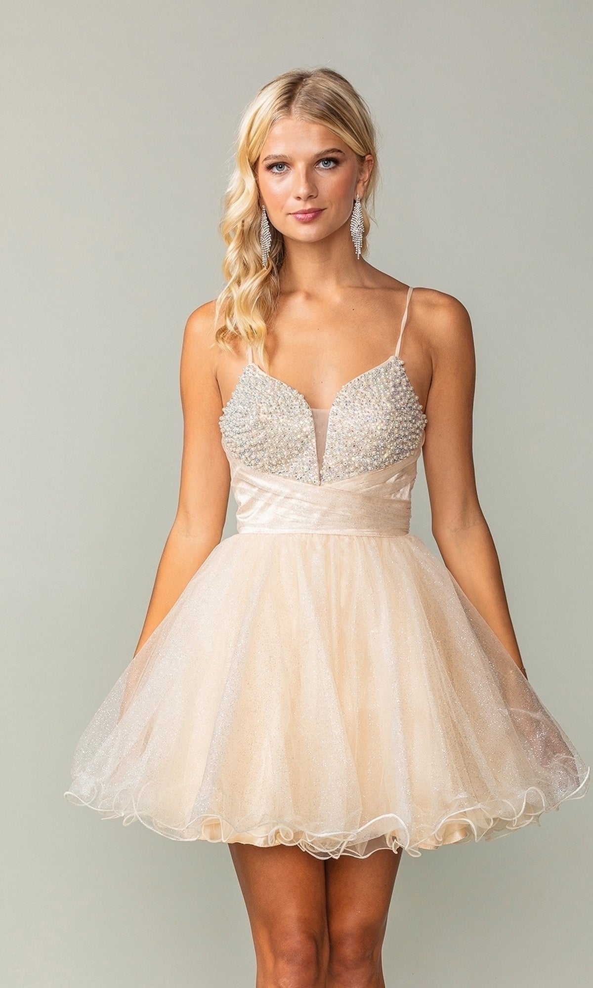 Champagne Dancing Queen Short Party Dress 3385