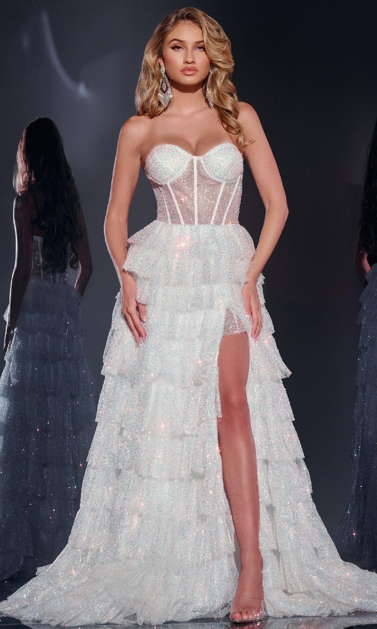 Iridescent/White Formal Long Dress 38165 by Jovani