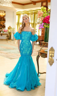 Turquoise Ava Presley Long Formal Dress 39570