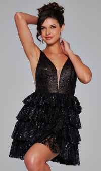 Black/Black Jovani Short Party Dress 39700