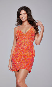 Orange/Multi Jovani Short Party Dress 39790