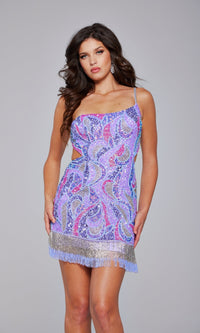 Lilac/Multi Jovani Short Party Dress 40076