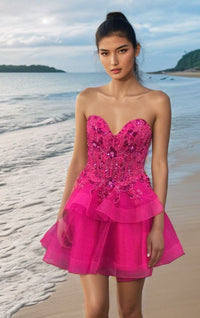 Hot Pink Jovani Short Party Dress 40503