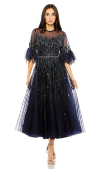 Navy Mac Duggal Long Formal Dress 42097