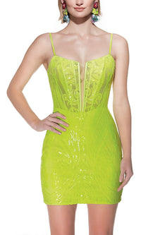 Electric Lime Alyce Short Party Dress 4901