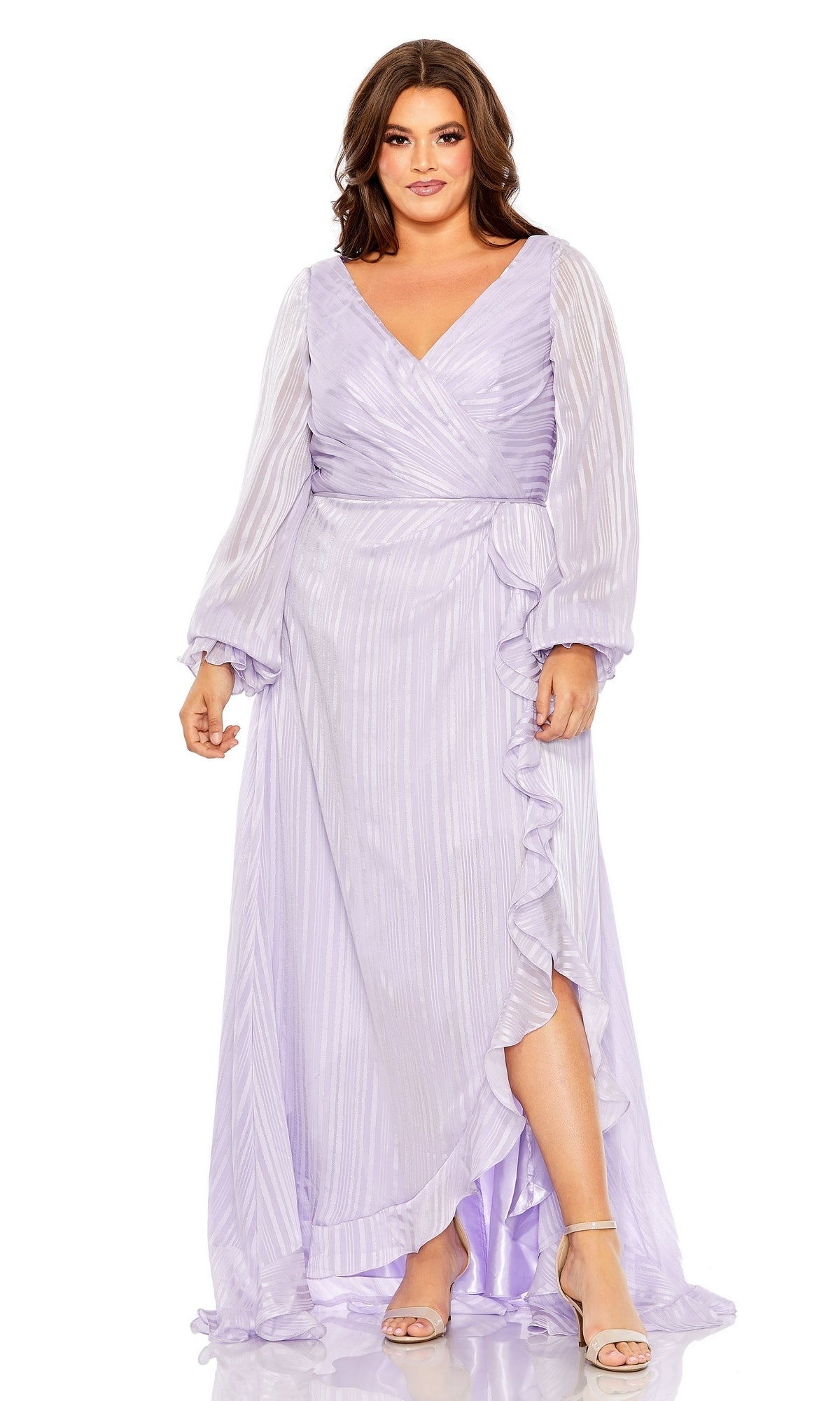 Lilac Mac Duggal Long Plus-Size Formal Dress 49498