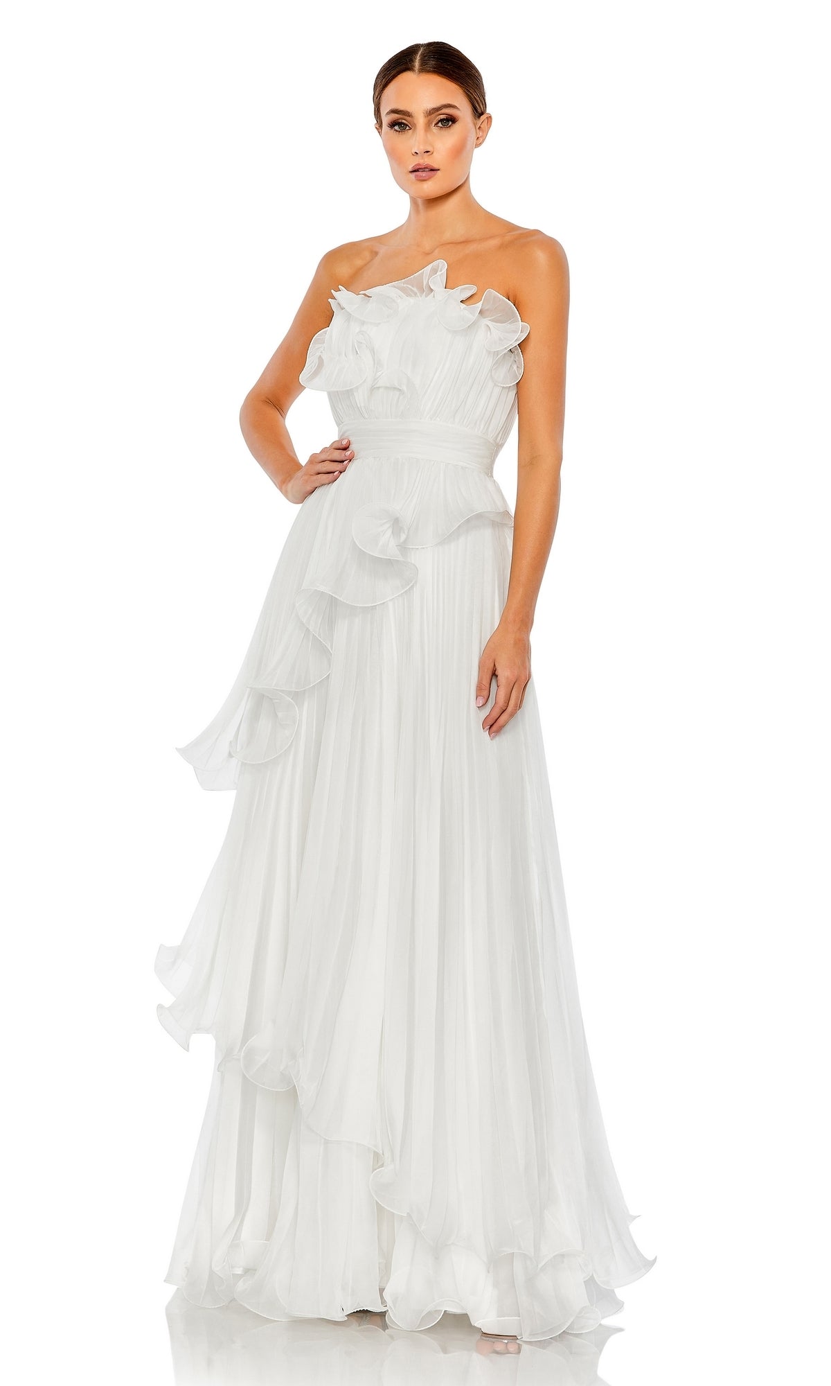 White Mac Duggal Long Formal Dress 49537