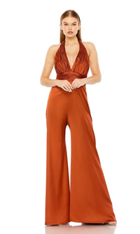 Rust Mac Duggal Long Formal Jumpsuit 49810