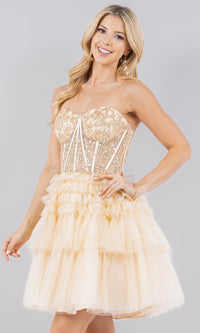 Champagne Cinderella Couture Short Party Dress 5133j