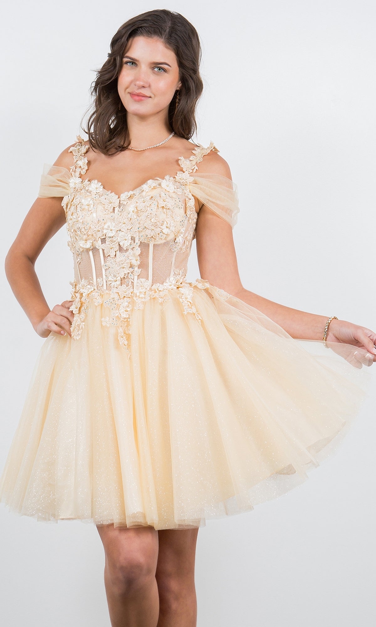 Champagne Cinderella Couture Short Party Dress 5134j