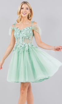 Sage Cinderella Couture Short Party Dress 5134j