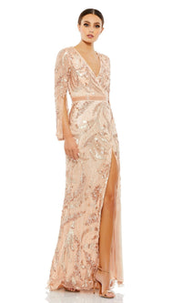 Rose Gold Mac Duggal Long Formal Dress 5222