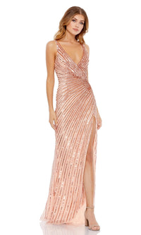 Rose Gold Mac Duggal Long Formal Dress 5372