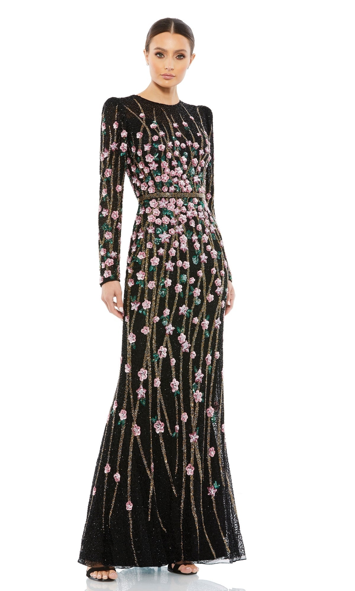 Black Multi Mac Duggal Long Formal Dress 5492