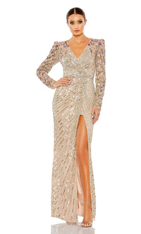 Nude Multi Mac Duggal Long Formal Dress 5628