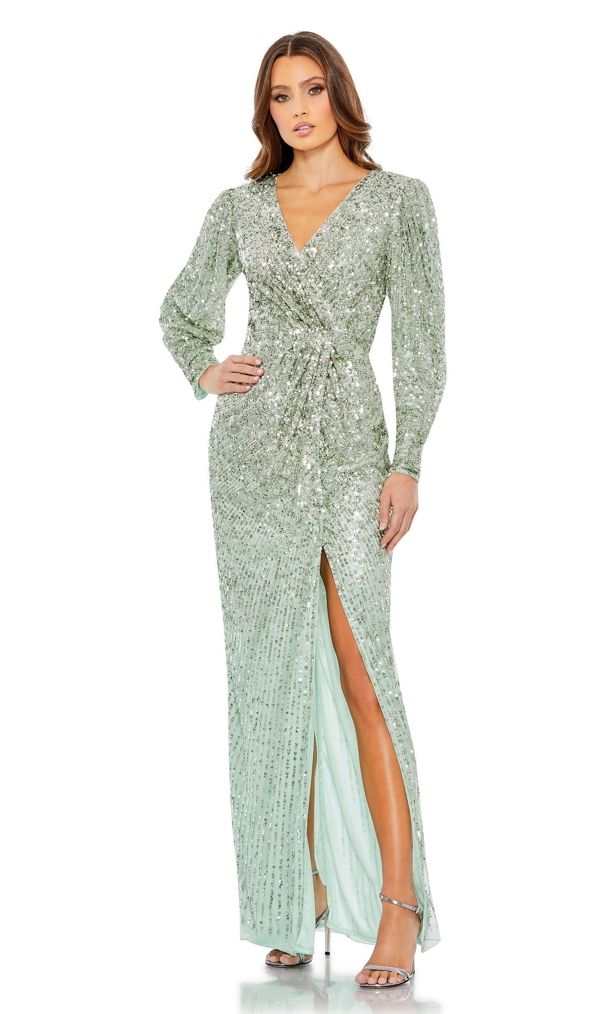 Seafoam Mac Duggal Long Formal Dress 5638