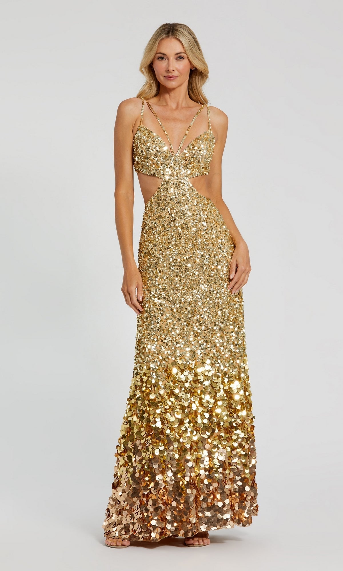 Gold Mac Duggal Long Formal Dress 6077