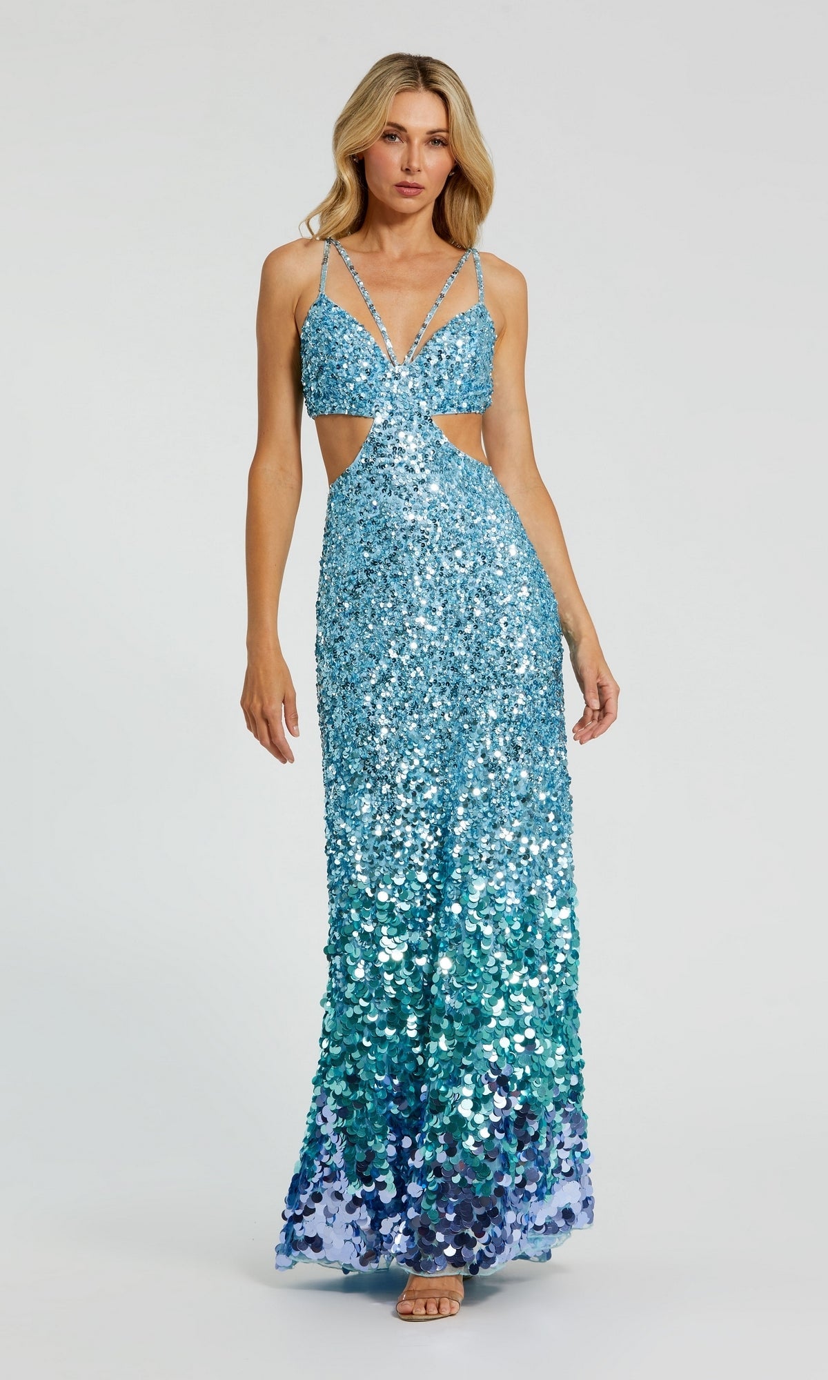 Ice Blue Mac Duggal Long Formal Dress 6077