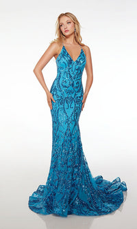 Turquoise Alyce Long Formal Dress 61495