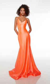 Hot Coral Alyce Long Formal Dress 61674