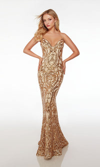 Gold Alyce Long Formal Dress 61677