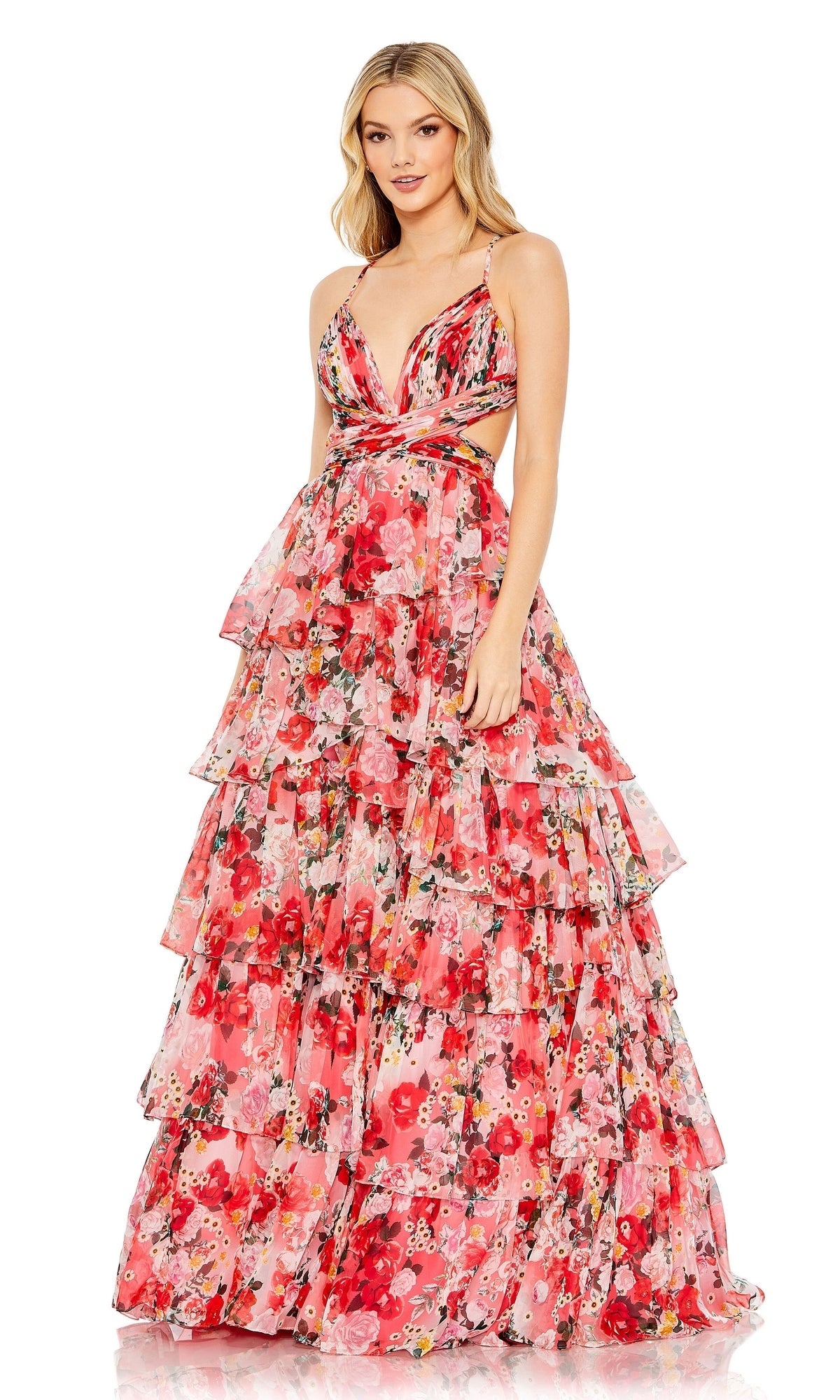 Pink Multi Mac Duggal Long Formal Dress 67985